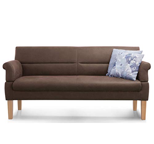 Cavadore 3-Sitzer Sofa Kira mit Federkern / Sitzbank für Küche, Esszimmer / Inkl. Armteilfunktion / 189 x 94 x 81 / Kunstleder braun von CAVADORE