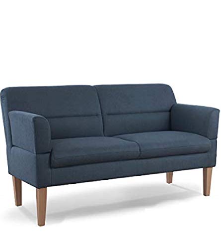 CAVADORE 2,5-Sitzer Küchensofa Kira / Sitzbank für Küche, Esszimmer oder Wohnküche inkl. Armteilverstellung / Leichte Fleckenentfernung dank Soft Clean / 168 x 94 x 81 / Flachgewebe: Blau von CAVADORE
