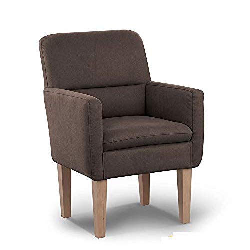 CAVADORE Diningsessel Kira / Polstersessel für Küche, Esszimmer oder Wohnküche / Passend zur Küchengarnitur Kira / Leichte Fleckenentfernung dank Soft Clean / 66 x 96 x 71 / Flachgewebe: Braun von CAVADORE