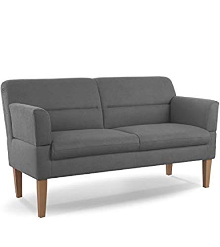 CAVADORE 2,5-Sitzer Küchensofa Kira / Sitzbank für Küche, Esszimmer oder Wohnküche inkl. Armteilverstellung / Leichte Fleckenentfernung dank Soft Clean / 168 x 94 x 81 / Flachgewebe: Grau von CAVADORE