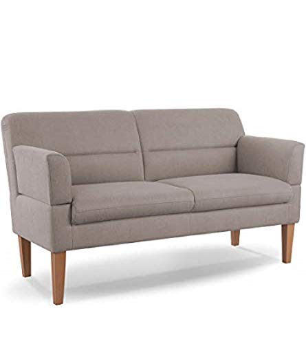 CAVADORE 2,5-Sitzer Küchensofa Kira / Sitzbank für Küche, Esszimmer oder Wohnküche inkl. Armteilverstellung / Leichte Fleckenentfernung dank Soft Clean / 168 x 94 x 81 / Flachgewebe: Hellgrau von CAVADORE