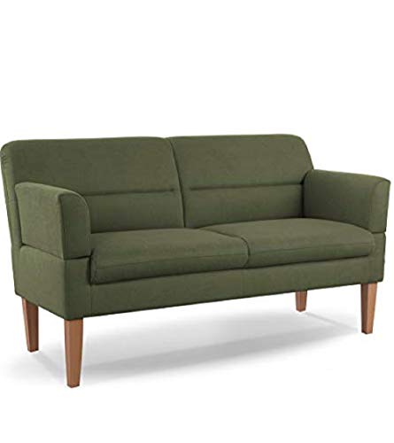 CAVADORE 2,5-Sitzer Küchensofa Kira / Sitzbank für Küche, Esszimmer oder Wohnküche inkl. Armteilverstellung / Leichte Fleckenentfernung dank Soft Clean / 168 x 94 x 81 / Flachgewebe: Grün von CAVADORE