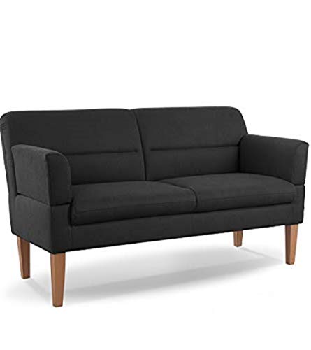 CAVADORE 2,5-Sitzer Küchensofa Kira / Sitzbank für Küche, Esszimmer oder Wohnküche inkl. Armteilverstellung / Leichte Fleckenentfernung dank Soft Clean / 168 x 94 x 81 / Flachgewebe: Schwarz von CAVADORE