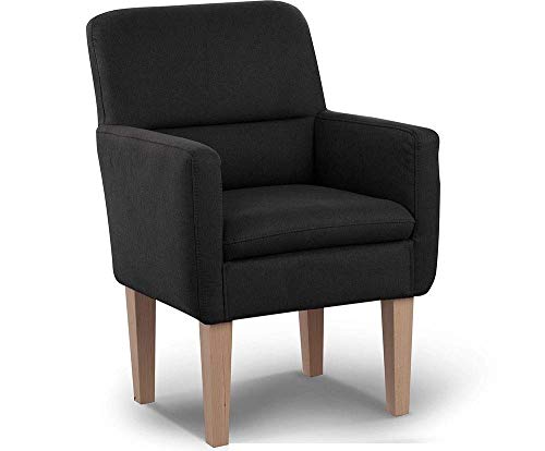 CAVADORE Diningsessel Kira / Polstersessel für Küche, Esszimmer oder Wohnküche / Passend zur Küchengarnitur Kira / Leichte Fleckenentfernung dank Soft Clean / 66 x 96 x 71 / Flachgewebe: Schwarz von CAVADORE