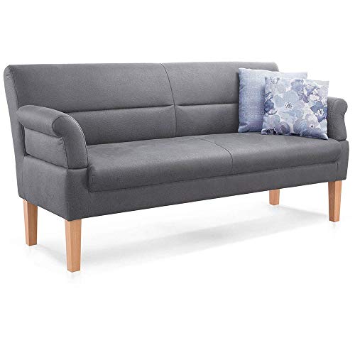 CAVADORE 3-Sitzer Kira, Sitzbank für Küche, Esszimmer oder Wohnküche in Büffellederoptik, Inkl. Armteilverstellung und Federkern, 189 x 94 x 81, Mikrofaser: hellgrau CAVADORE 3-Sitzer Kira, Sitzbank für Küche, Esszimmer oder Wohnküche in Büffellederoptik, Inkl. Armteilverstellung und Federkern, 189 x 94 x 81, Mikrofaser: hellgrau von CAVADORE