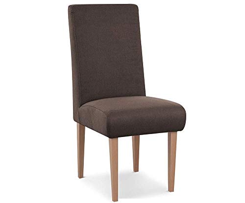 CAVADORE Esszimmerstuhl Kira / Polsterstuhl für Küche, Esszimmer oder Wohnküche / Passend zur Küchengarnitur Kira / Leichte Fleckenentfernung dank Soft Clean / 48 x 103 x 62 / Flachgewebe: Braun von CAVADORE