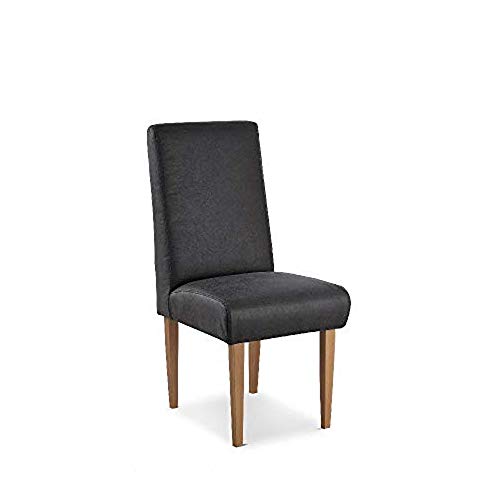 CAVADORE Esszimmerstuhl Kira, Polsterstuhl für Küche, Esszimmer oder Wohnküche in Büffellederoptik, Passend zur Küchengarnitur Kira, 48 x 103 x 62, Mikrofaser: dunkelgrau von CAVADORE