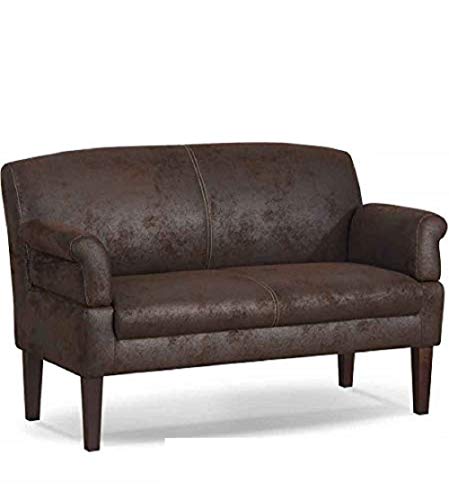 CAVADORE 3-Sitzer Küchensofa Malm, Sitzbank für Küche oder Esszimmer in Lederoptik, Inkl. Armteilverstellung, Federkern und moderner Kontrastnaht, 182 x 97 x 78, Mikrofaser: braun von CAVADORE