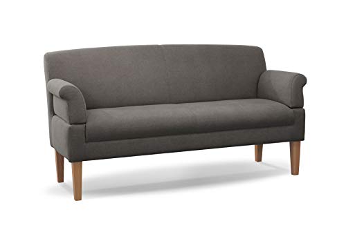 CAVADORE 3-Sitzer Küchensofa Malm, Sitzbank für Küche oder Esszimmer inkl. Armteilverstellung, Leichte Fleckenentfernung dank Soft Clean, 182 x 97 x 78, Flachgewebe: grau von CAVADORE