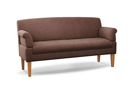 CAVADORE 3-Sitzer Küchensofa Malm, Sitzbank für Küche oder Esszimmer inkl. Armteilverstellung, Leichte Fleckenentfernung dank Soft Clean, 182 x 97 x 78, Flachgewebe: braun von CAVADORE