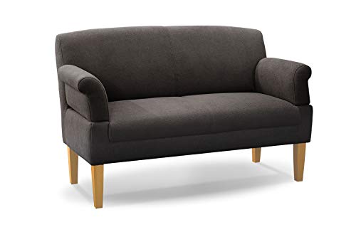 CAVADORE 2-Sitzer Küchensofa Malm, Sitzbank für Küche oder Esszimmer inkl. Armteilverstellung, Leichte Fleckentfernung dank Soft Clean, 152 x 97 x 78, Flachgewebe: dunkelgrau von CAVADORE