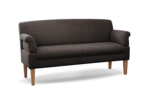 CAVADORE 3-Sitzer Küchensofa Malm, Sitzbank für Küche oder Esszimmer inkl. Armteilverstellung, Leichte Fleckenentfernung dank Soft Clean, 182 x 97 x 78, Flachgewebe: dunkelgrau von CAVADORE