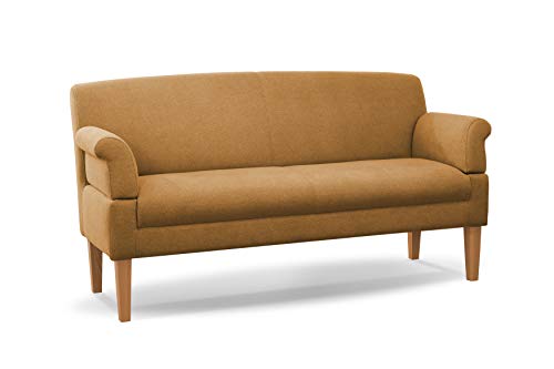 CAVADORE 3-Sitzer Küchensofa Malm, Sitzbank für Küche oder Esszimmer inkl. Armteilverstellung, Leichte Fleckenentfernung dank Soft Clean, 182 x 97 x 78, Flachgewebe: gelb von CAVADORE