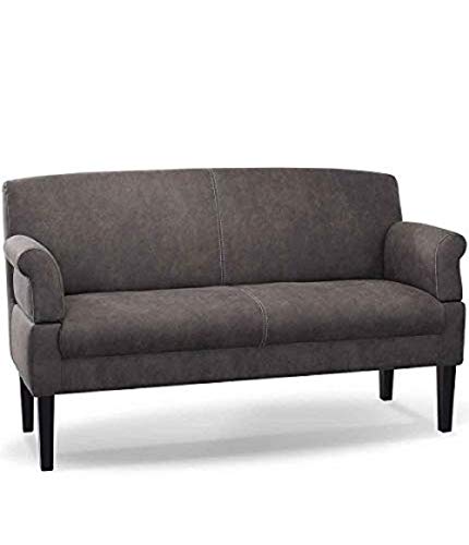 CAVADORE 3-Sitzer Küchensofa Malm, Sitzbank für Küche oder Esszimmer in Lederoptik, Inkl. Armteilverstellung, Federkern und moderner Kontrastnaht, 182 x 97 x 78, Mikrofaser: grau von CAVADORE