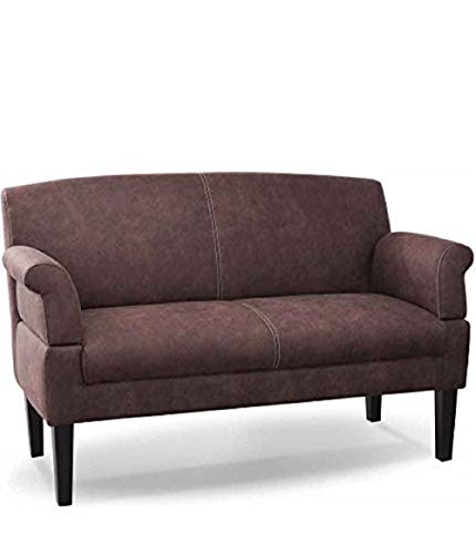 CAVADORE 2-Sitzer Küchensofa Malm, Sitzbank für Küche oder Esszimmer in Lederoptik, Inkl. Armteilverstellung, Federkern und moderner Kontrastnaht, 152 x 97 x 78, Mikrofaser: braun von CAVADORE