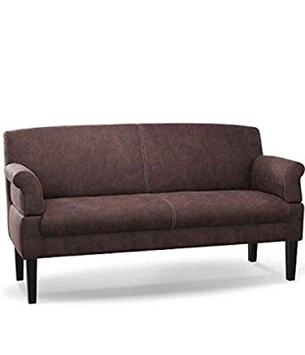 CAVADORE 3-Sitzer Küchensofa Malm, Sitzbank für Küche oder Esszimmer in Lederoptik, Inkl. Armteilverstellung, Federkern und moderner Kontrastnaht, 182 x 97 x 78, Mikrofaser: braun von CAVADORE