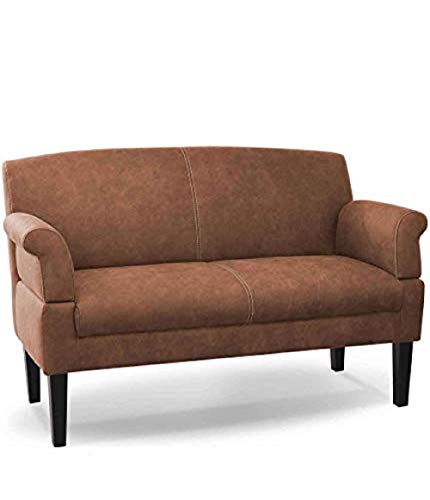 CAVADORE 2-Sitzer Küchensofa Malm, Sitzbank für Küche oder Esszimmer in Lederoptik, Inkl. Armteilverstellung, Federkern und moderner Kontrastnaht, 152 x 97 x 78, Mikrofaser: cognac von CAVADORE