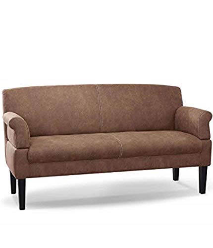 CAVADORE 3-Sitzer Küchensofa Malm, Sitzbank für Küche oder Esszimmer in Lederoptik, Inkl. Armteilverstellung, Federkern und moderner Kontrastnaht, 182 x 97 x 78, Mikrofaser: hellbraun von CAVADORE