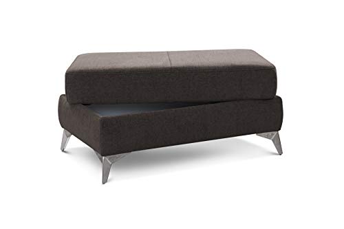 Cavadore Polsterhocker Pavia / Beistellhocker, Fußbank, Hocker mit Stauraum / 100 x 47 x 66 cm / Chenille: Braun von CAVADORE