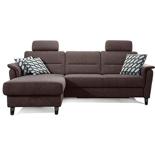 Cavadore Schlafsofa Palera mit Federkern / L-Form Sofa mit Schlaffunktion / 244 x 89 x 164 / Stoff Braun von CAVADORE
