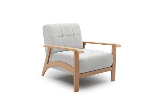 Cavadore Sessel Billan / Polstersessel im skandinavischen Design mit massivem Holzgestell in Buche / 78 x 88 x 106 / Mehrfarbiger Strukturstoff, Hellgrau von CAVADORE