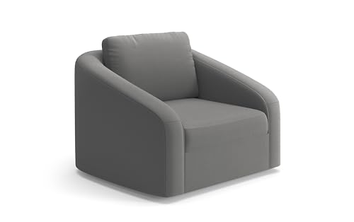 Cavadore Sessel Jawa / Bodennaher Polstersessel fürs Wohnzimmer, passend zur Garnitur Jawa / 116 x 88 x 104 / Flachgewebe, Grau von CAVADORE