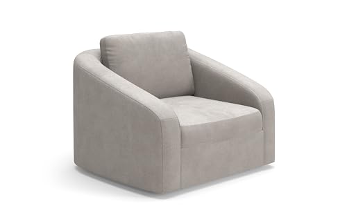 Cavadore Sessel Jawa / Bodennaher Polstersessel fürs Wohnzimmer, passend zur Garnitur Jawa / 116 x 88 x 104 / Flachgewebe, Hellgrau von CAVADORE