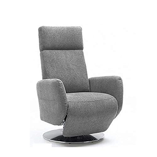 Cavadore TV-Sessel Cobra, Fernsehsessel mit 2 E-Motoren und Akku, Relaxfunktion, Liegefunktion, Ergonomie S, 71 x 110 x 82, Belastbar bis 130 kg, hellgrau von CAVADORE