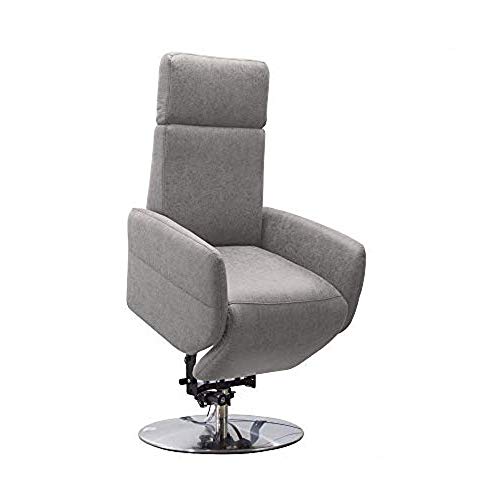 Cavadore TV-Sessel Cobra / Fernsehsessel mit 2 E-Motoren, Akku und Aufstehhilfe / Relaxfunktion, Liegefunktion / Ergonomie L / 71 x 112 x 82 / Lederoptik Hellgrau von CAVADORE