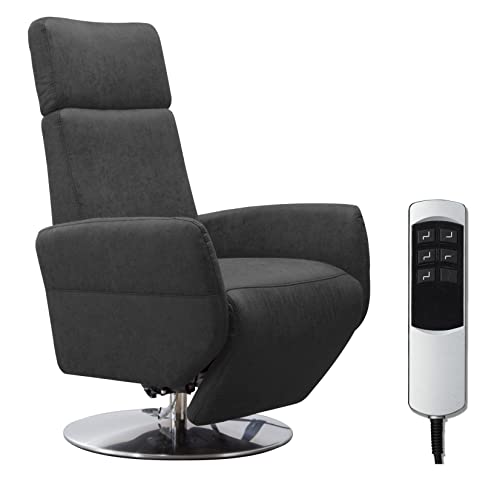 Cavadore TV-Sessel Cobra / Fernsehsessel mit 2 E-Motoren, Akku und Aufstehhilfe / Relaxfunktion, Liegefunktion / Ergonomie M / 71 x 110 x 82 / Lederoptik Anthrazit von CAVADORE