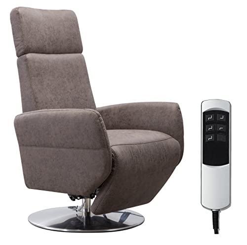 Cavadore TV-Sessel Cobra / Fernsehsessel mit 2 E-Motoren und Akku / Relaxfunktion, Liegefunktion / Ergonomie M / 71 x 110 x 82 / Lederoptik Dunkelbraun von CAVADORE