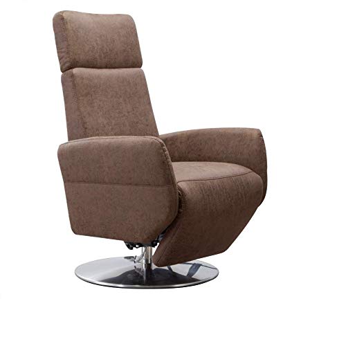 Cavadore TV-Sessel Cobra / Fernsehsessel mit Liegefunktion, Relaxfunktion / Stufenlos verstellbar / Ergonomie M / Belastbar bis 130 kg / 71 x 110 x 82 / Lederoptik Braun von CAVADORE