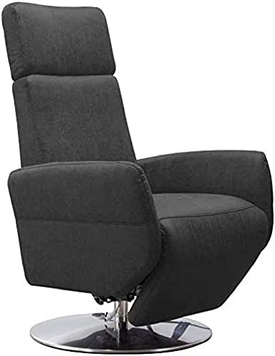 Cavadore TV-Sessel Cobra / Fernsehsessel mit Liegefunktion, Relaxfunktion / Stufenlos verstellbar / Ergonomie S / Belastbar bis 130 kg / 71 x 108 x 82 / Lederoptik Anthrazit von CAVADORE