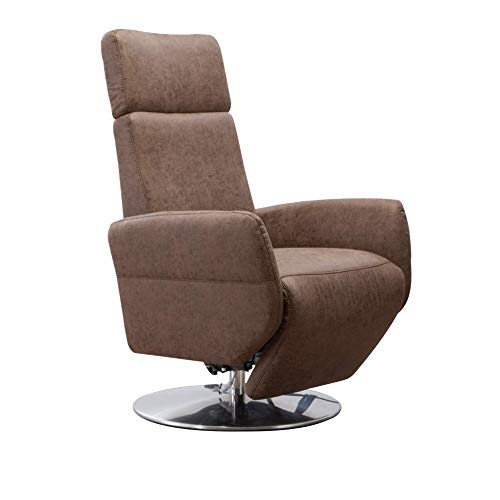 Cavadore TV-Sessel Cobra / Fernsehsessel mit Liegefunktion, Relaxfunktion / Stufenlos verstellbar / Ergonomie S / Belastbar bis 130 kg / 71 x 108 x 82 / Lederoptik Braun von CAVADORE