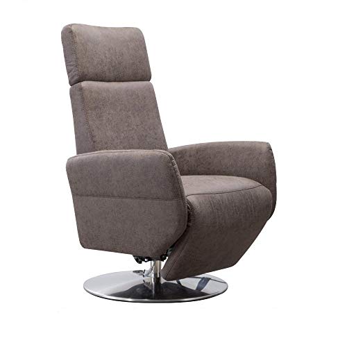 Cavadore TV-Sessel Cobra / Fernsehsessel mit Liegefunktion, Relaxfunktion / Stufenlos verstellbar / Ergonomie S / Belastbar bis 130 kg / 71 x 108 x 82 / Lederoptik Dunkelbraun von CAVADORE