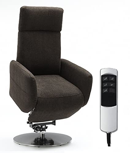 Cavadore TV-Sessel Cobra, Fernsehsessel mit 2 E-Motoren, Akku und Aufstehhilfe, Relaxfunktion, Liegefunktion, Ergonomie S, 71 x 108 x 82, Belastbar bis 130 kg, schlamm von CAVADORE