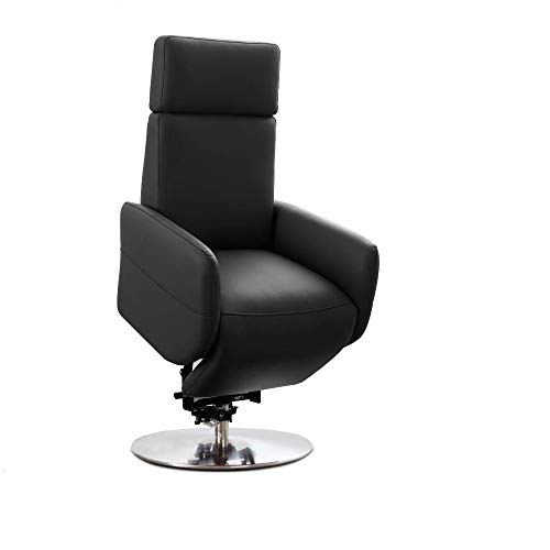 Cavadore TV-Sessel Cobra / Fernsehsessel mit 2 E-Motoren, Akku und Aufstehhilfe / Relaxfunktion, Liegefunktion / Ergonomie L / 71 x 112 x 82 / Echtleder Schwarz von CAVADORE