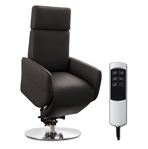 Cavadore TV-Sessel Cobra / Fernsehsessel mit 2 E-Motoren, Akku und Aufstehhilfe / Relaxfunktion, Liegefunktion / Ergonomie M / 71 x 110 x 82 / Echtleder Mokka von CAVADORE