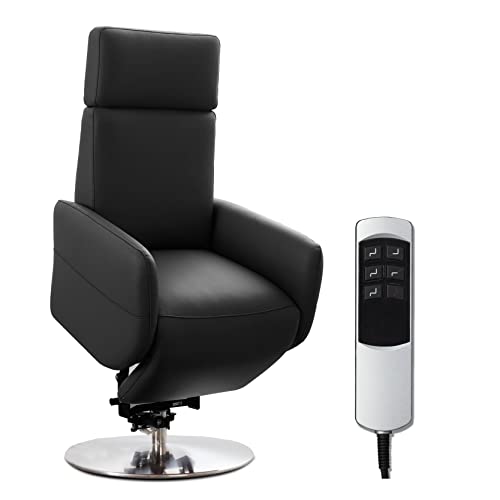 Cavadore TV-Sessel Cobra / Fernsehsessel mit 2 E-Motoren, Akku und Aufstehhilfe / Relaxfunktion, Liegefunktion / Ergonomie M / 71 x 110 x 82 / Echtleder Schwarz von CAVADORE
