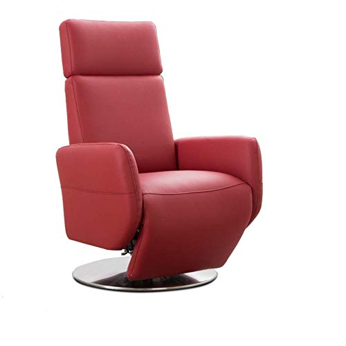 Cavadore TV-Sessel Cobra / Fernsehsessel mit 2 E-Motoren und Akku / Relaxfunktion, Liegefunktion / Ergonomie L / 71 x 112 x 82 / Echtleder Rot von CAVADORE