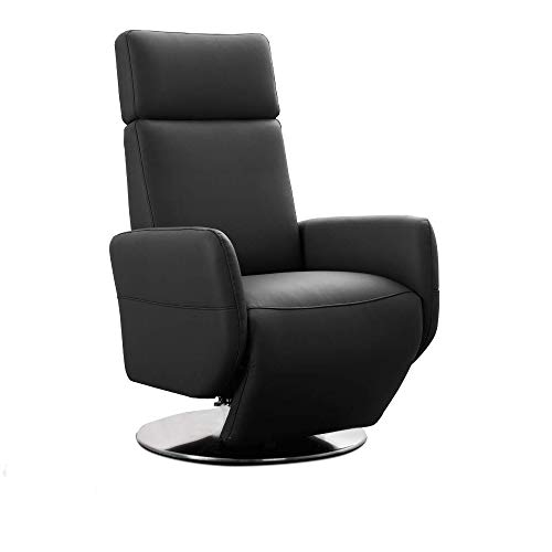 Cavadore TV-Sessel Cobra / Fernsehsessel mit 2 E-Motoren und Akku / Relaxfunktion, Liegefunktion / Ergonomie M / 71 x 110 x 82 / Echtleder Schwarz von CAVADORE