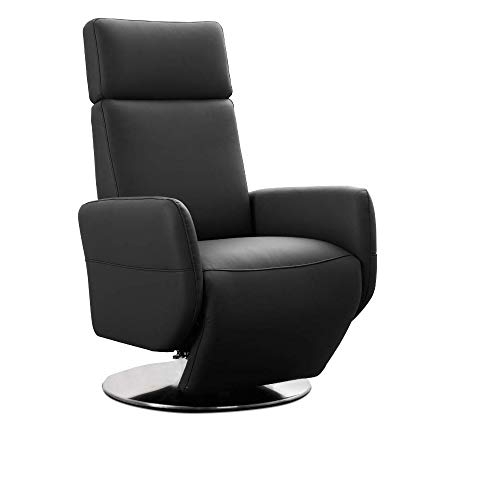 Cavadore TV-Sessel Cobra / Fernsehsessel mit 2 E-Motoren und Akku / Relaxfunktion, Liegefunktion / Ergonomie S / 71 x 108 x 82 / Echtleder Schwarz von CAVADORE