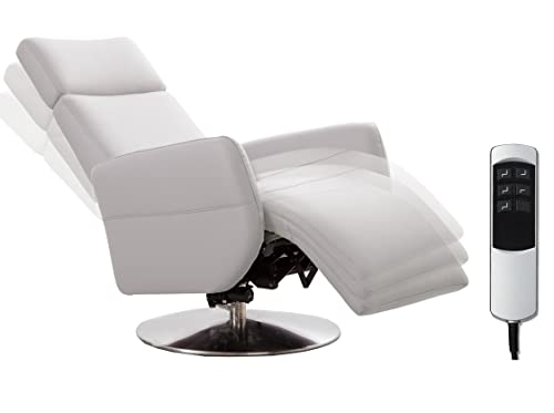 Cavadore TV-Sessel Cobra / Fernsehsessel mit 2 E-Motoren und Akku / Relaxfunktion, Liegefunktion / Ergonomie S / 71 x 108 x 82 / Echtleder Weiß von CAVADORE