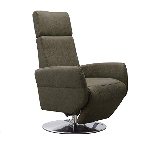 Cavadore TV-Sessel Cobra / Fernsehsessel mit 2 E-Motoren und Akku / Relaxfunktion, Liegefunktion / Ergonomie S / 71 x 108 x 82 / Lederoptik Olive von CAVADORE