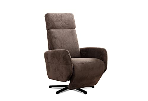 Cavadore TV-Sessel Cobra / Fernsehsessel mit Liegefunktion, Relaxfunktion / Stufenlos manuell verstellbar / Sternfuß, belastbar bis 130 kg / 71 x 110 x 82 / Lederoptik, Braun von CAVADORE