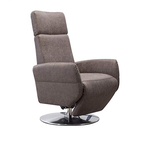 Cavadore TV-Sessel Cobra / Fernsehsessel mit Liegefunktion, Relaxfunktion / Stufenlos verstellbar / Ergonomie L / Belastbar bis 130 kg / 71 x 112 x 82 / Lederoptik Dunkelbraun von CAVADORE