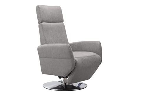 Cavadore TV-Sessel Cobra / Fernsehsessel mit Liegefunktion, Relaxfunktion / Stufenlos verstellbar / Ergonomie M / Belastbar bis 130 kg / 71 x 110 x 82 / Lederoptik Hellgrau von CAVADORE