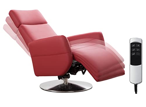 Cavadore TV-Sessel Cobra mit 2 E-Motoren / Elektrischer Fernsehsessel mit Fernbedienung / Relaxfunktion, Liegefunktion / Ergonomie L / Belastbar bis 130 kg / 71 x 112 x 82 / Echtleder Rot von CAVADORE