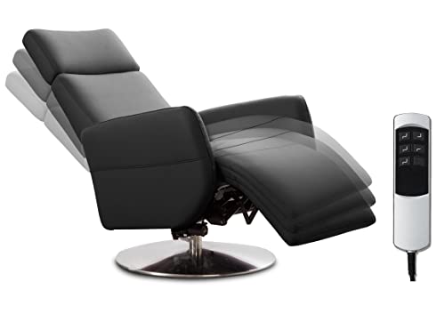 Cavadore TV-Sessel Cobra mit 2 E-Motoren / Elektrischer Fernsehsessel mit Fernbedienung / Relaxfunktion, Liegefunktion / Ergonomie L / Belastbar bis 130 kg / 71 x 112 x 82 / Echtleder Schwarz von CAVADORE