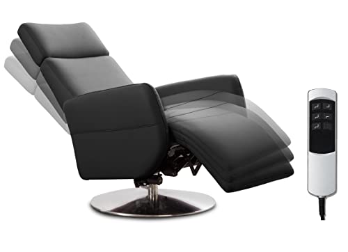 Cavadore TV-Sessel Cobra mit 2 E-Motoren / Elektrischer Fernsehsessel mit Fernbedienung / Relaxfunktion, Liegefunktion / Ergonomie M / Belastbar bis 130 kg / 71 x 110 x 82 / Echtleder Schwarz von CAVADORE